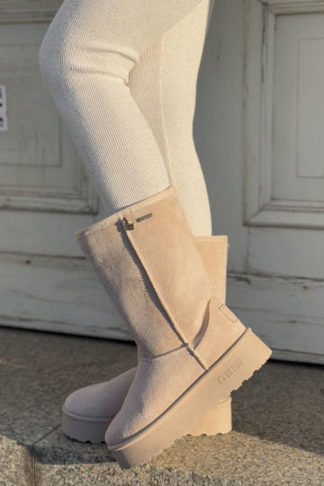 Vysoké Sněhule Na Platformě Big Star OO274894 Světle Béžové 2