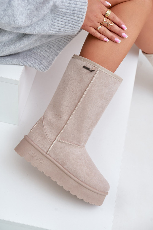 Vysoké Sněhule Na Platformě Big Star OO274894 Světle Béžové Vysoké Sněhule Na Platformě Big Star OO274894 Světle Béžové