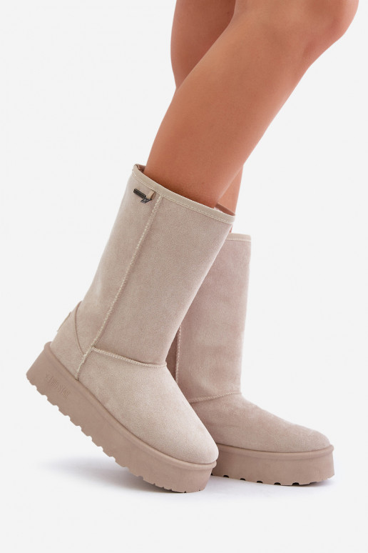 Vysoké Sněhule Na Platformě Big Star OO274894 Světle Béžové Vysoké Sněhule Na Platformě Big Star OO274894 Světle Béžové