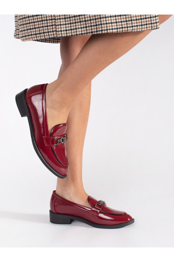 Bordové dámské mokasíny