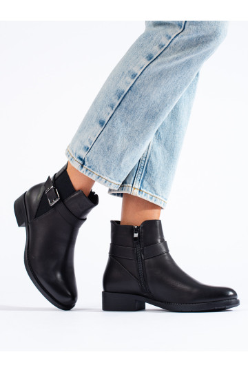 Černé dámské kotníkové boty s gumovou vsadkou 2