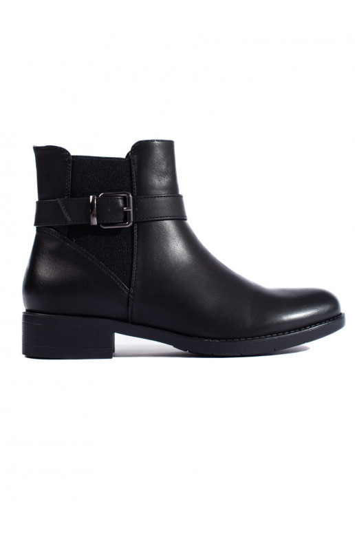 Černé dámské kotníkové boty s gumovou vsadkou