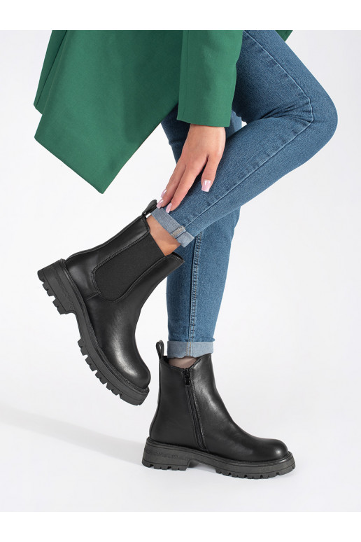 Dámské boty štibletky černé na platformě