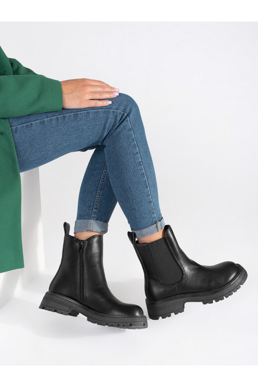 Dámské boty štibletky černé na platformě