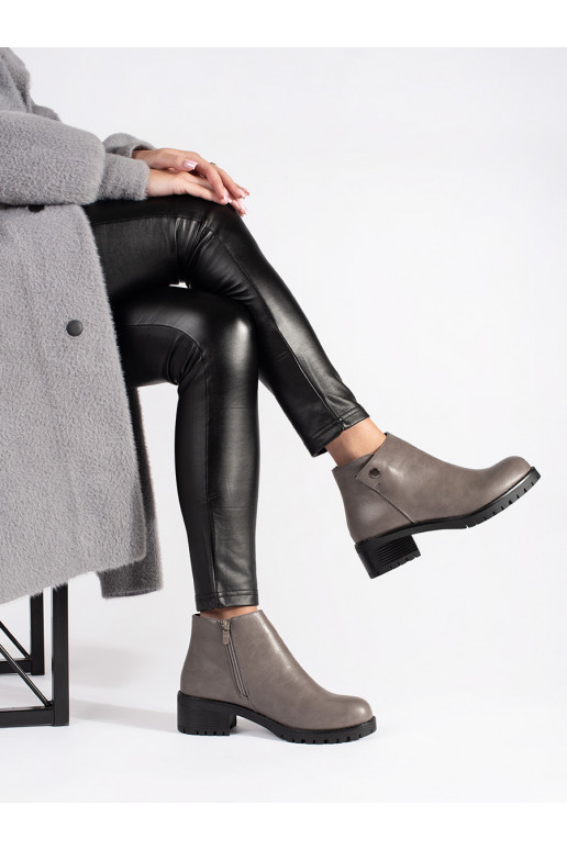 Šedé kotníkové boty v imitaci kůže