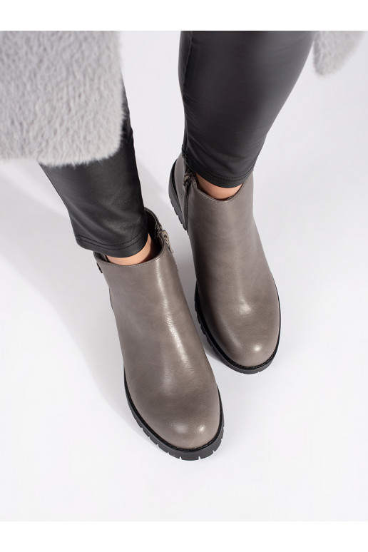Šedé kotníkové boty v imitaci kůže