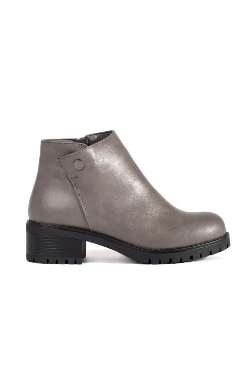 Šedé kotníkové boty v imitaci kůže