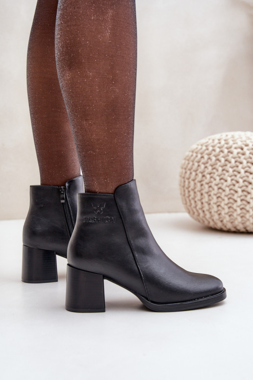 Zateplené boty na podpatku černé Feliveth
