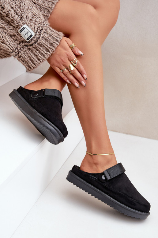 Zateplené dámské pantofle na platformě černé Neliel Zateplené dámské pantofle na platformě černé Neliel