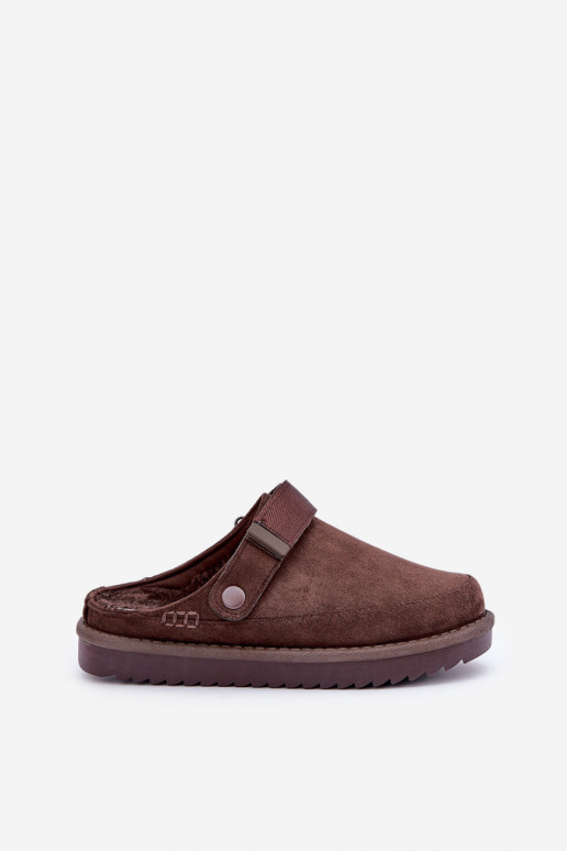 Zateplené dámské pantofle na platformě čokoládové Neliel Zateplené dámské pantofle na platformě čokoládové Neliel