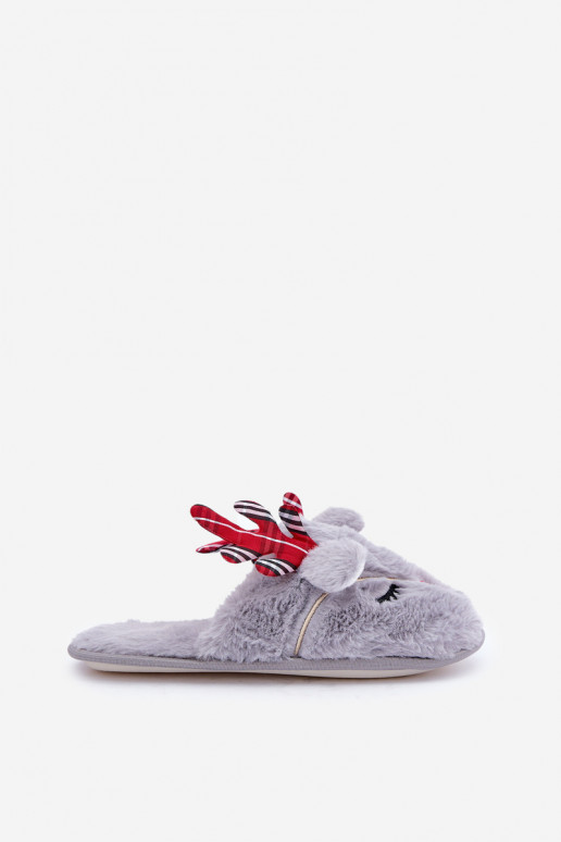 Vánoční Pantofle S Motivem Sobů Šedé Sylaia Vánoční Pantofle S Motivem Sobů Šedé Sylaia