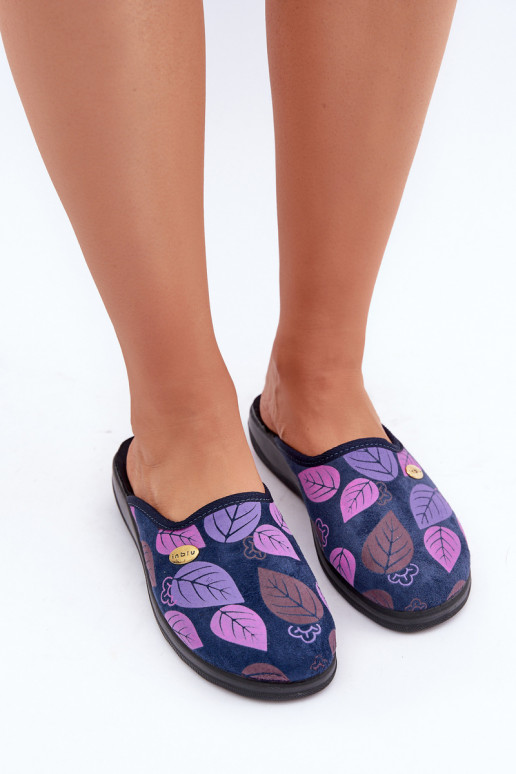 Pohodlné dámské pantofle s listy Inblu CU00005F tmavě modré