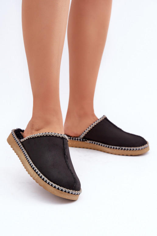Domácí Obuv Pantofle S Vyšíváním Dámské Inblu Černé EY000028