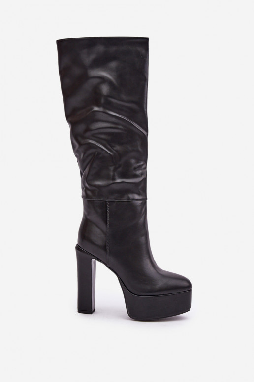 Kozačky Na Podpatku A Platformě Z Eko Kůže Černé Felilorn Kozačky Na Podpatku A Platformě Z Eko Kůže Černé Felilorn