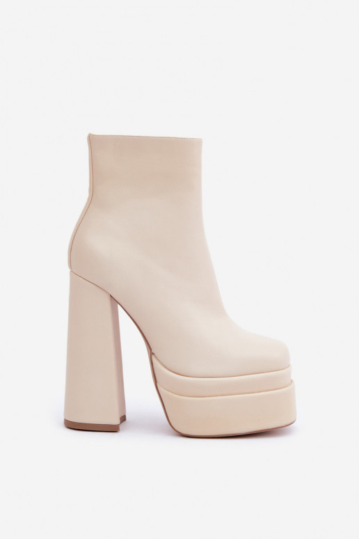 Boty Na Masivní Platformě A Podpatku Zateplené Světle Béžové Selahra Boty Na Masivní Platformě A Podpatku Zateplené Světle Béžové Selahra