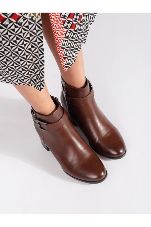 Hnědé kotníkové boty Sergio Leone na podpatku