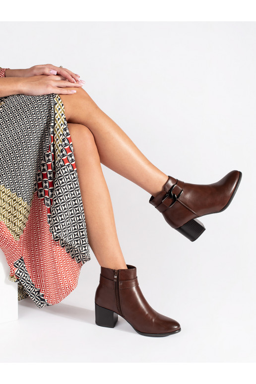 Hnědé kotníkové boty Sergio Leone na podpatku