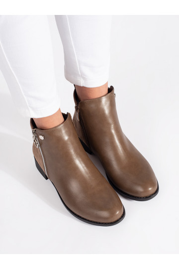 Hnědé ploché kotníkové boty na zip 2