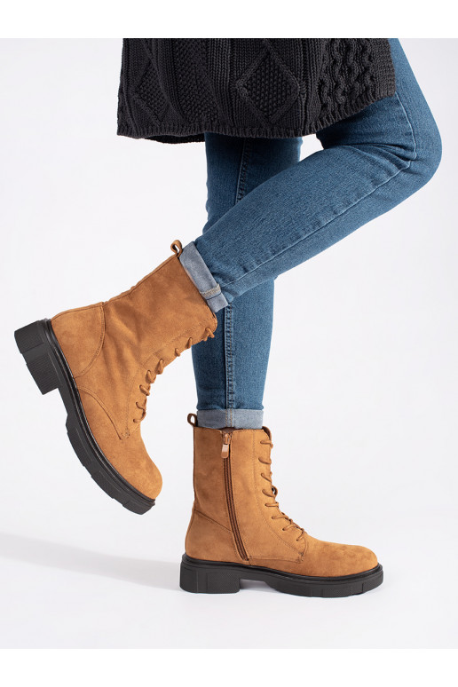 Světle hnědé kotníkové boty workery zateplené