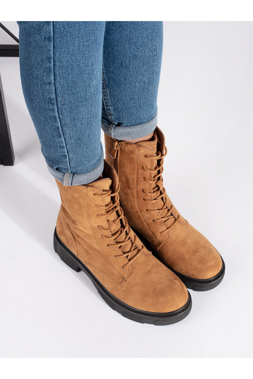 Světle hnědé kotníkové boty workery zateplené