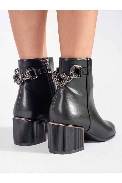 Černé kotníkové dámské boty na elegantním podpatku