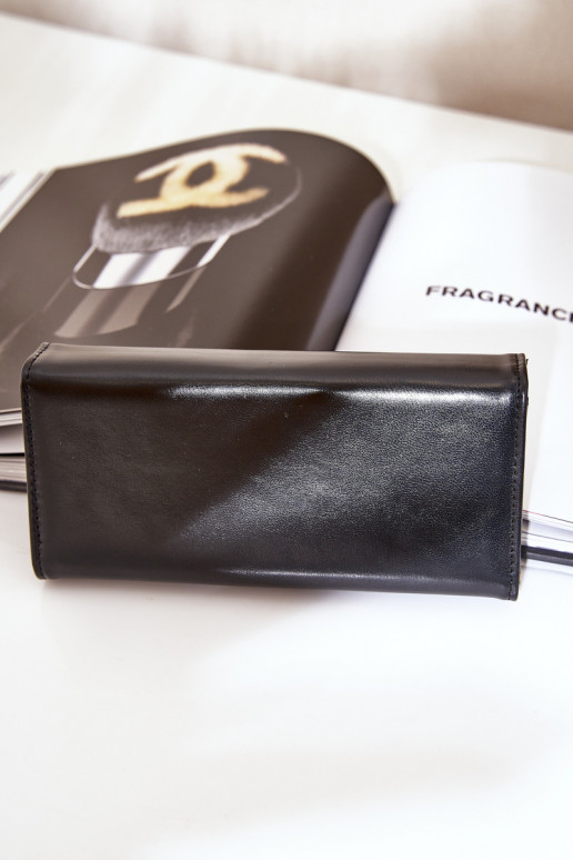 Eko Kožená Hladká Dámská Peněženka Černá Erolia