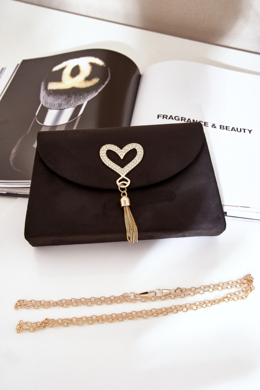 Kabelka Klopna S Ozdobným Srdcem Eko Semišová Černá Evilinas Kabelka Klopna S Ozdobným Srdcem Eko Semišová Černá Evilinas