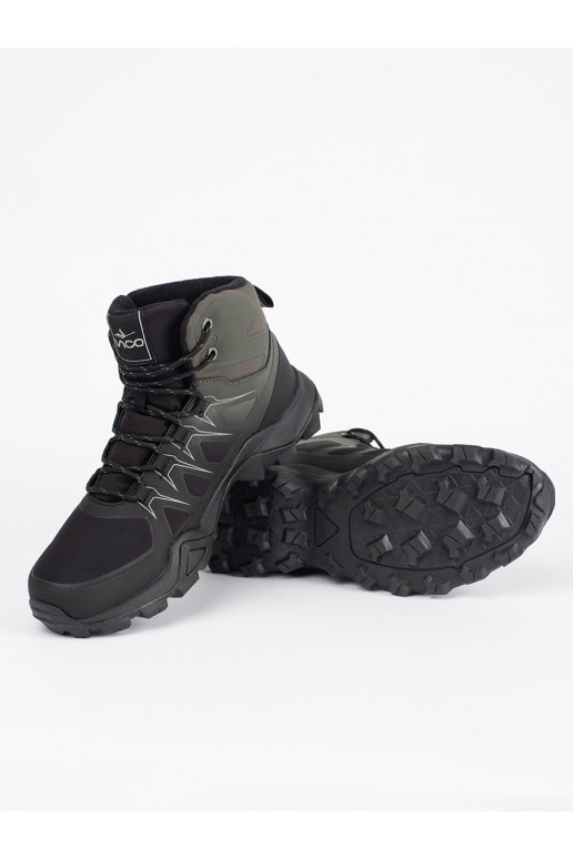 Černo-zelené vyšší trekové pánské boty