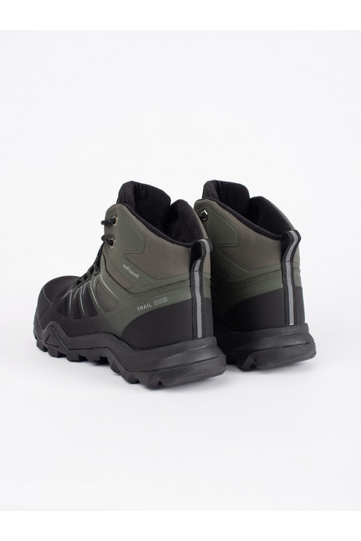 Černo-zelené vyšší trekové pánské boty