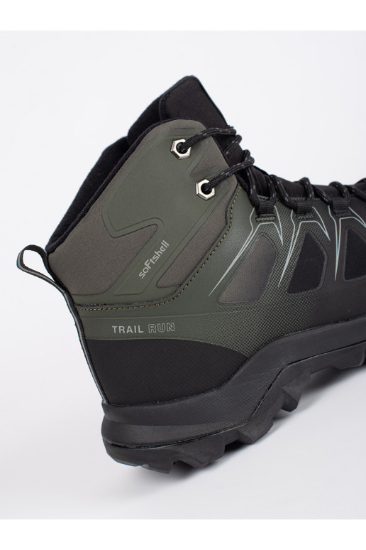 Černo-zelené vyšší trekové pánské boty