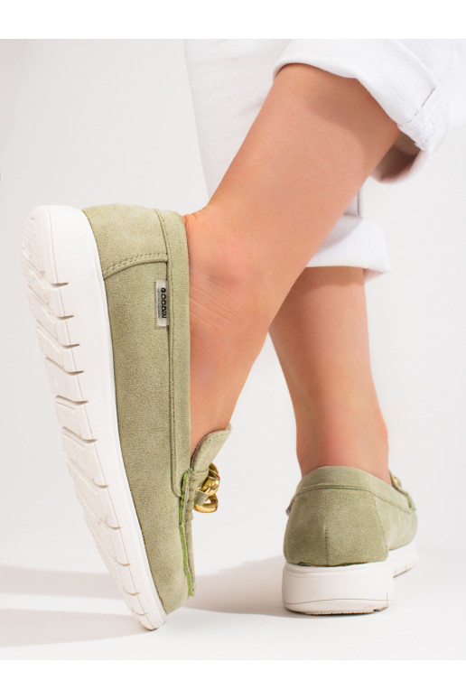 Pohodlné dámské mokasíny na platformě zelené