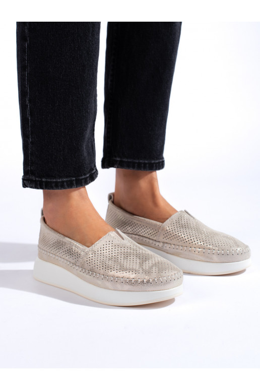 Zlaté kožené boty