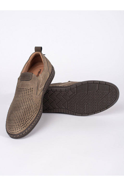 Béžové dírkované pánské mokasíny