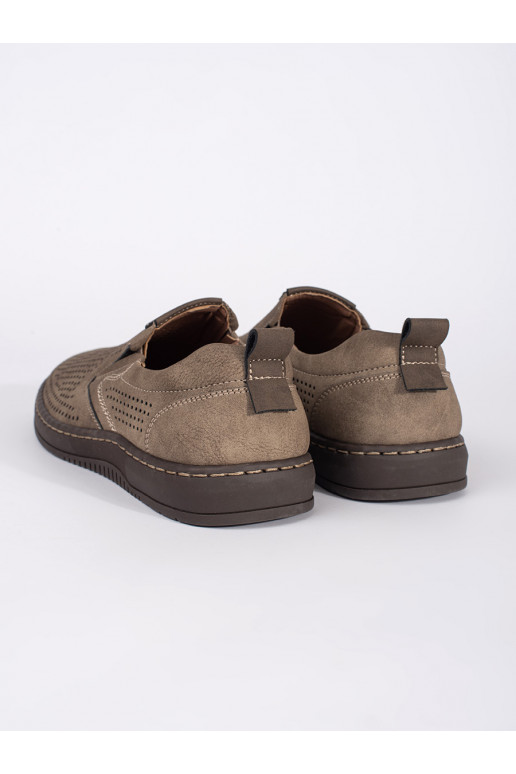 Béžové dírkované pánské mokasíny