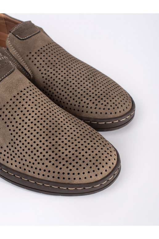 Béžové dírkované pánské mokasíny
