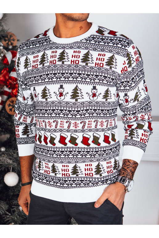 Sweter męski świąteczny biały Dstreet