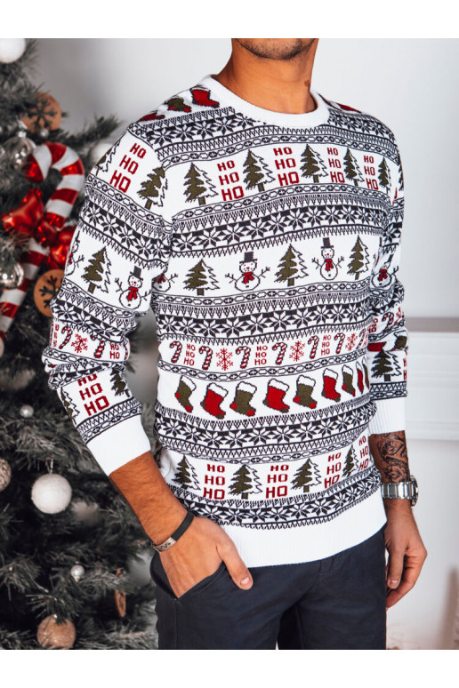 Sweter męski świąteczny biały Dstreet