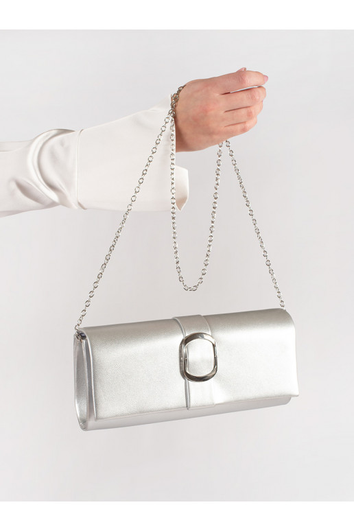 Malá stříbrná dámská kabelka se stříbrnou sponou