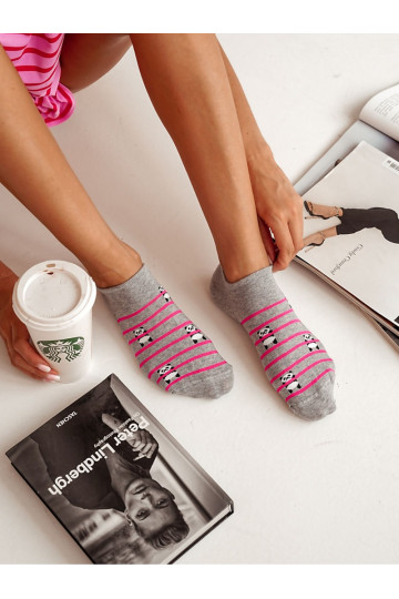 Dámské Ponožky Kotníkové Bavlněné Pandí A Pásky Šedé