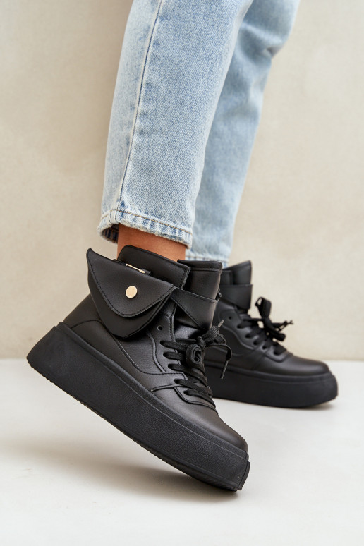 Vysoké sneakersy s kapsou na platformě černé Saramis Vysoké sneakersy s kapsou na platformě černé Saramis