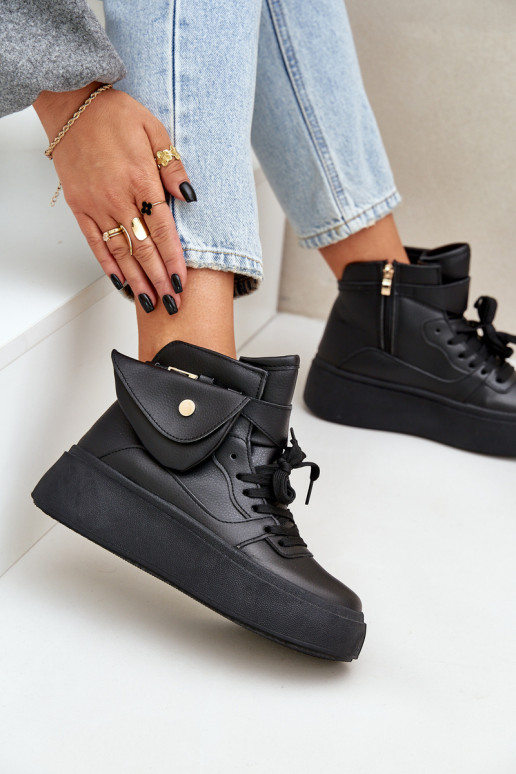 Vysoké sneakersy s kapsou na platformě černé Saramis Vysoké sneakersy s kapsou na platformě černé Saramis