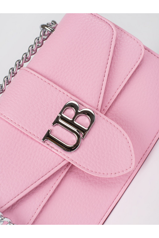 Růžová malá kabelka přes rameno se stříbrným řetízkem
