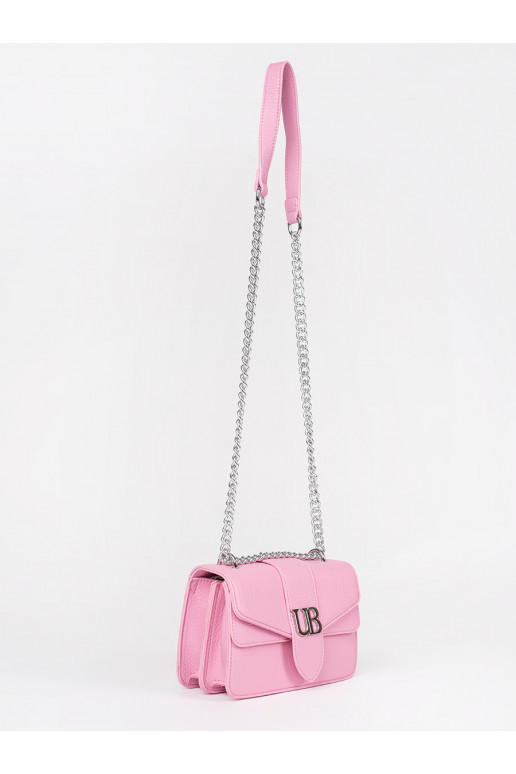 Růžová malá kabelka přes rameno se stříbrným řetízkem