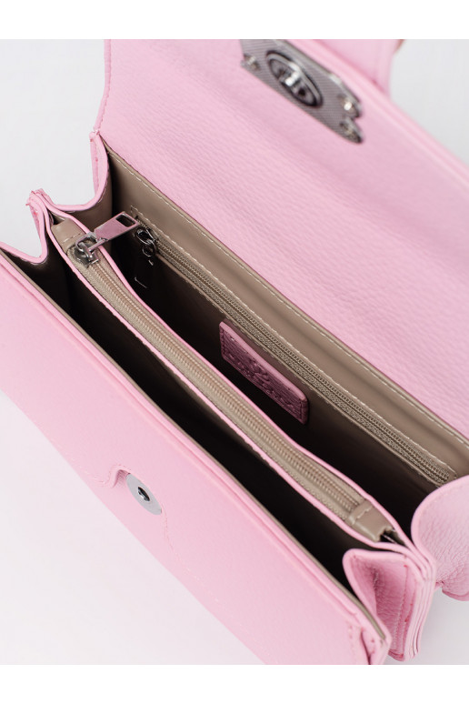 Růžová malá kabelka přes rameno se stříbrným řetízkem