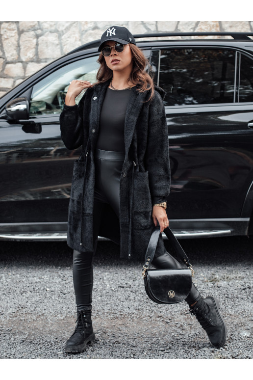 Dámský dlouhý kabát s kapucí MELBY...