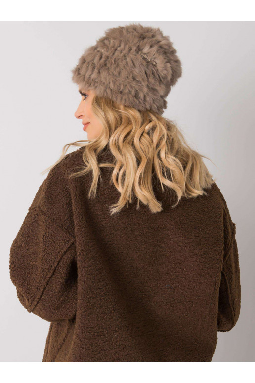Tmavě béžová kožešinová čepice