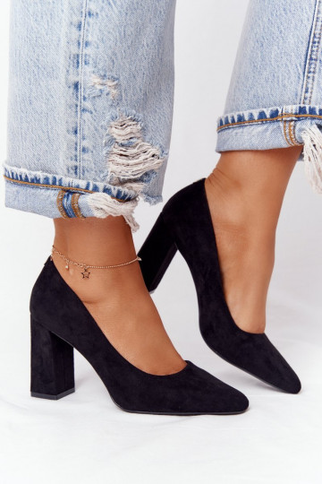 Semišové Lodičky Na Podpatku Sergio Leone PB216 Černé 2