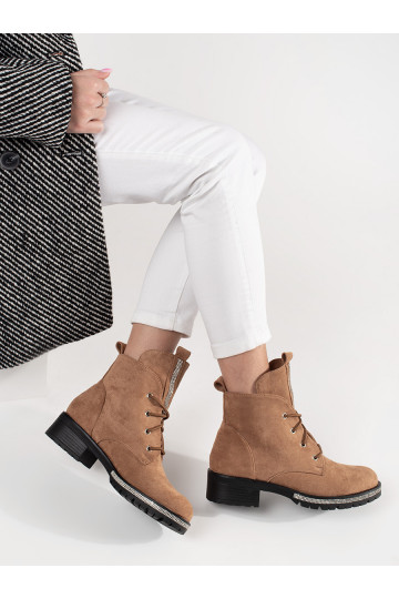 Béžové kotníkové boty na šněrování 2
