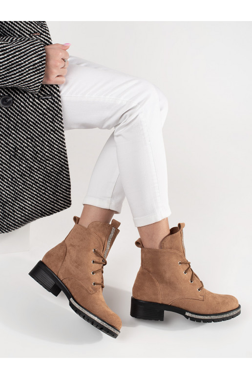 Béžové kotníkové boty na šněrování Béžové kotníkové boty na šněrování