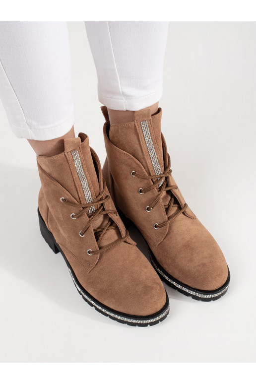 Béžové kotníkové boty na šněrování Béžové kotníkové boty na šněrování